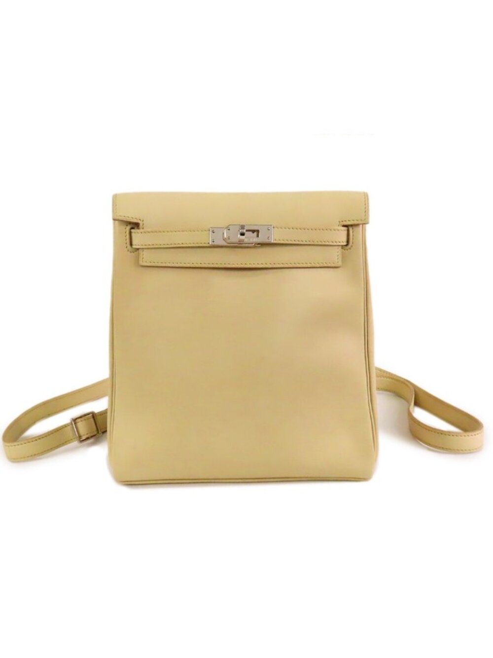 Hermes Kelly a Dos PM Beige Silver Gulliver Backpack